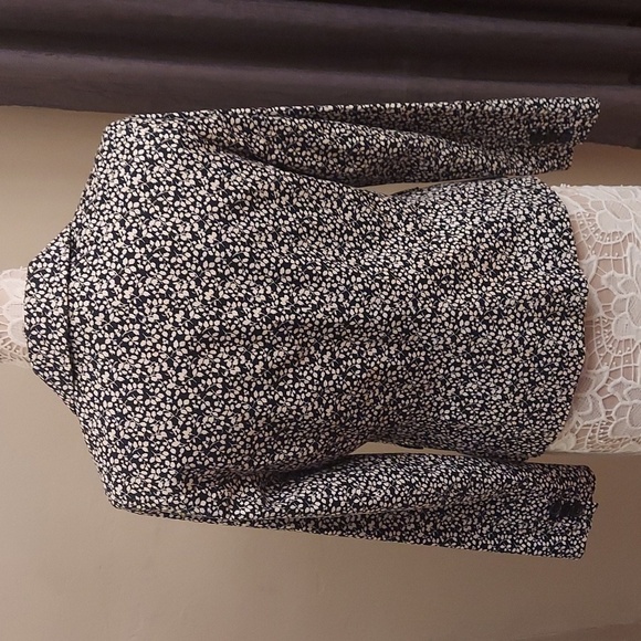 CHARTER CLUB Black and White Small Leaf Print One Buttoned Blazer - Picture 10 of 12